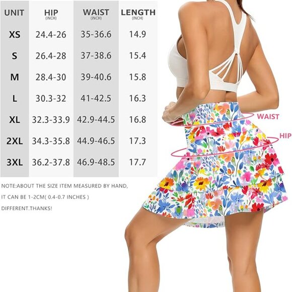 Colorful Layered Flowered Skort (Skirt with Shorts) w/ 2 Pockets - Picture 2 of 6